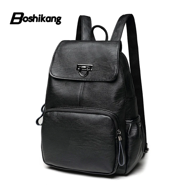 

Boshikang Women Backpacks Genuine Leather Brand Designer Cowhide Backpacks For Teenagers Girls School Bag Ladies Travel Bag