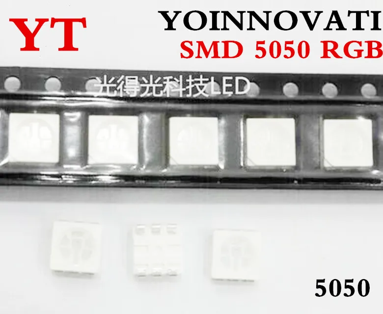 100 Pz/Lotto Smd5050 Led Smd 5050 Chip Di Rgb Led Plcc-6 Tricolore Rosso Verde Blu Led Light Emitting Diode Lampada Smt Perline