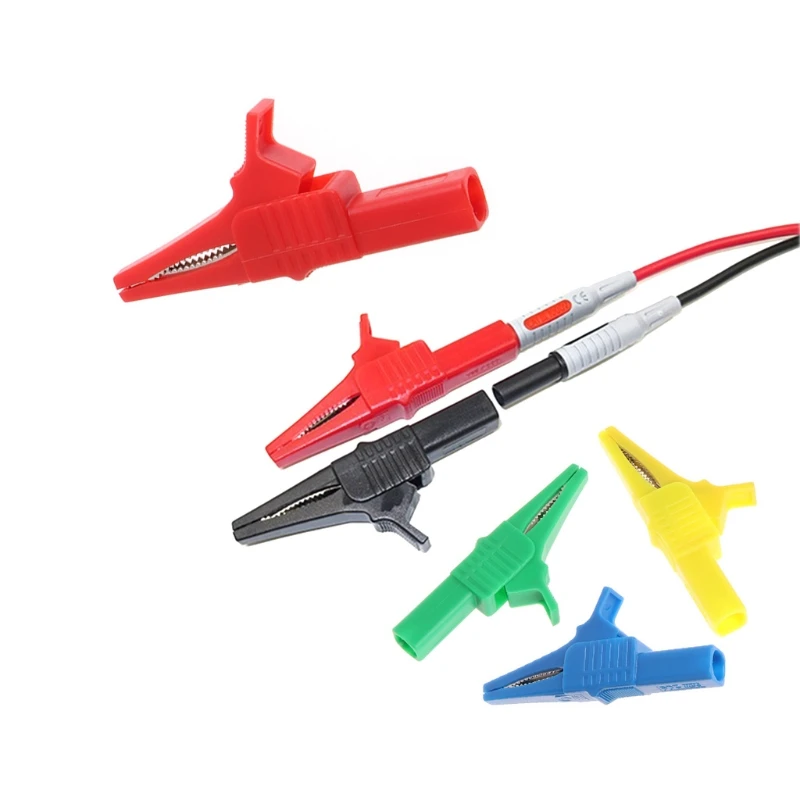 

5 Pcs 5 Colors 32A 1000V Safety Alligator Clips For 4mm Banana Plug Test Probe #Aug.26