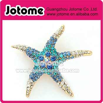 

100pcs/lot / 2016 Starfish Crystal Brooch Pin for Wedding Coat Deocr Dress Fashion Ladies