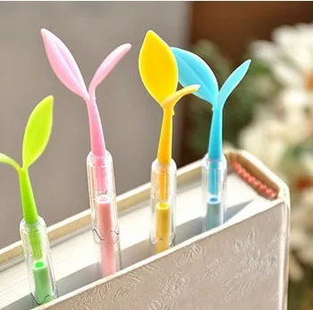 

12 pcs/lot Cute Cartoon Plastic Gel Pen Kawaii Stationery with Leaf Dust plug for Phone School Supplies Free shipping 242