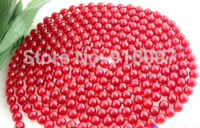 

Long 100" 8mm 100% nature round red jade bead necklace