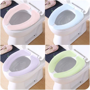 

Washable Toilet Mat Seat Cover Pad Sticky Household Reuseable Soft Toilet Seat Cover Warm Bathroom Accessories
