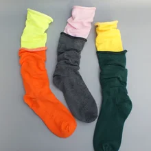 2 пары неоновые цвета женские носки для девочек носок в стиле ретро конфеты чистые цвета