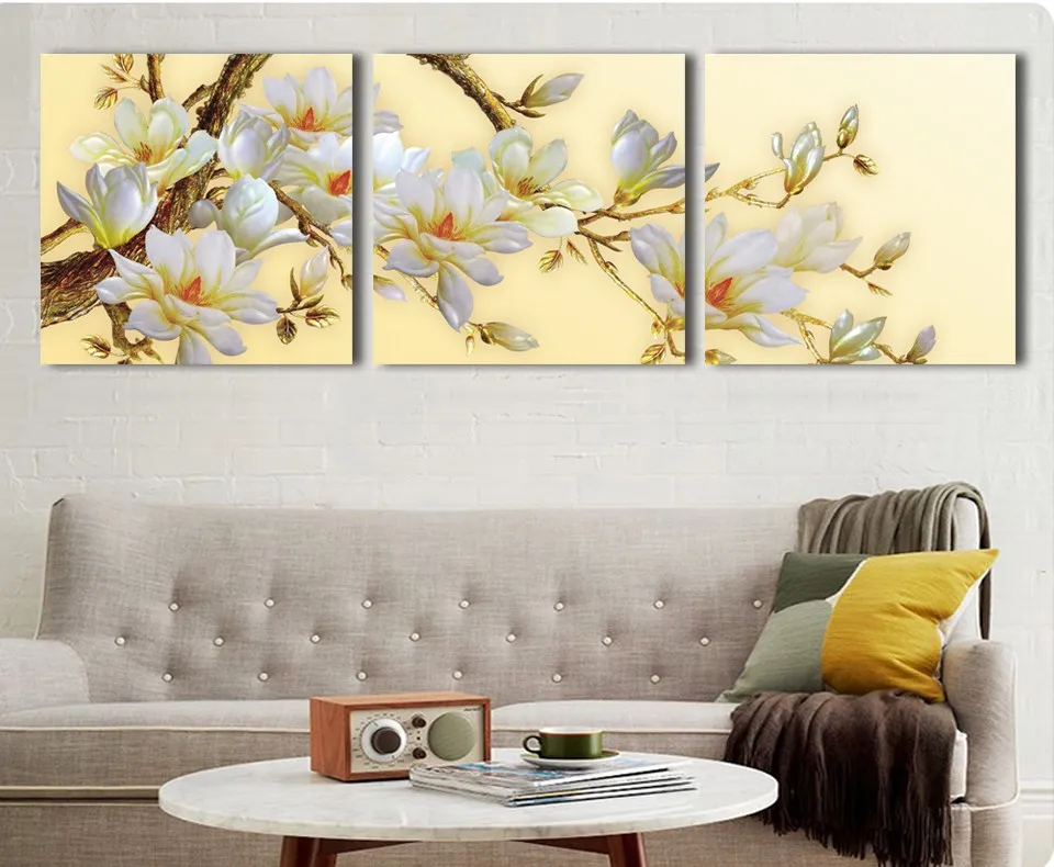 3 Panel Modern 3d White Orchid Flower Painting On Canvas Wall Art Cuadros Flowers Picture Home Decor For Living Room No Frame Painting Home Decor Decorative Wood Paintingpainting For Living Room Aliexpress