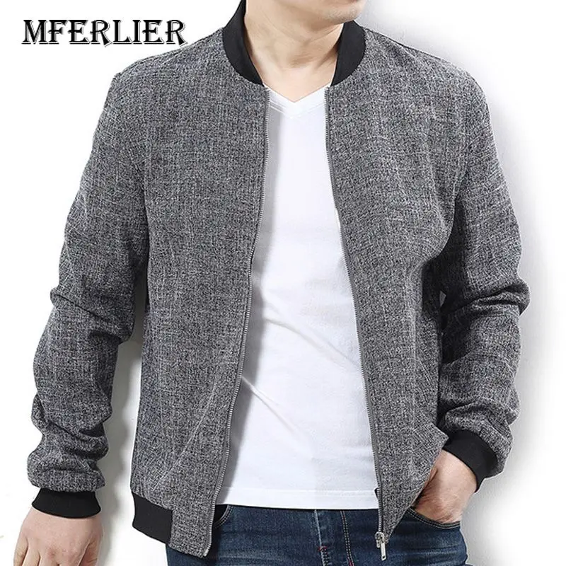 MFERLIER зима осень мужские куртки повседневные Большие размеры 5XL 6XL 7XL бюст 145 см верхняя одежда мужские пальто серый цвет - Цвет: Серый