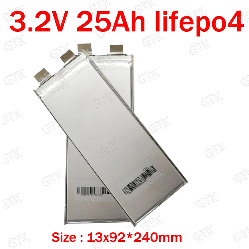 

8PCS GTK 3.2v 25Ah lifepo4 lithium 3C battery deep cycles for diy 12v 50Ah motorhome bike scooter Lawn mower Forklift AVG