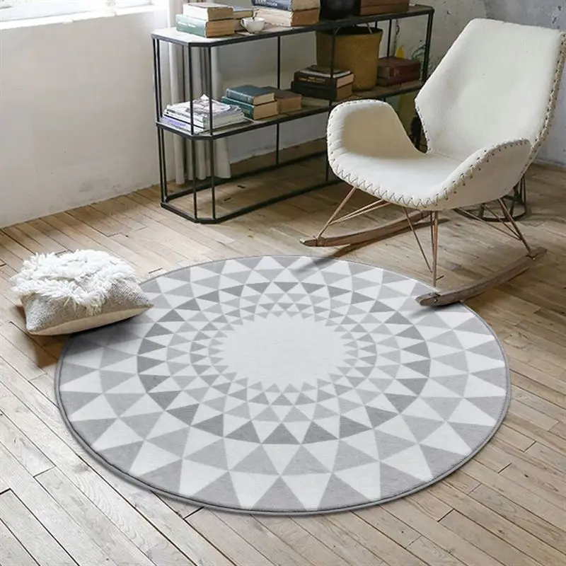 Nordic Gray Series Round Carpets For Living Room Computer Chair Area Rug Children font b Play