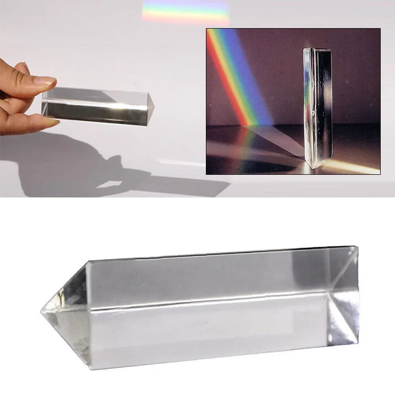 Optical Glass Triple Prism Lens Tranparent Physics Teaching Student Spectrum