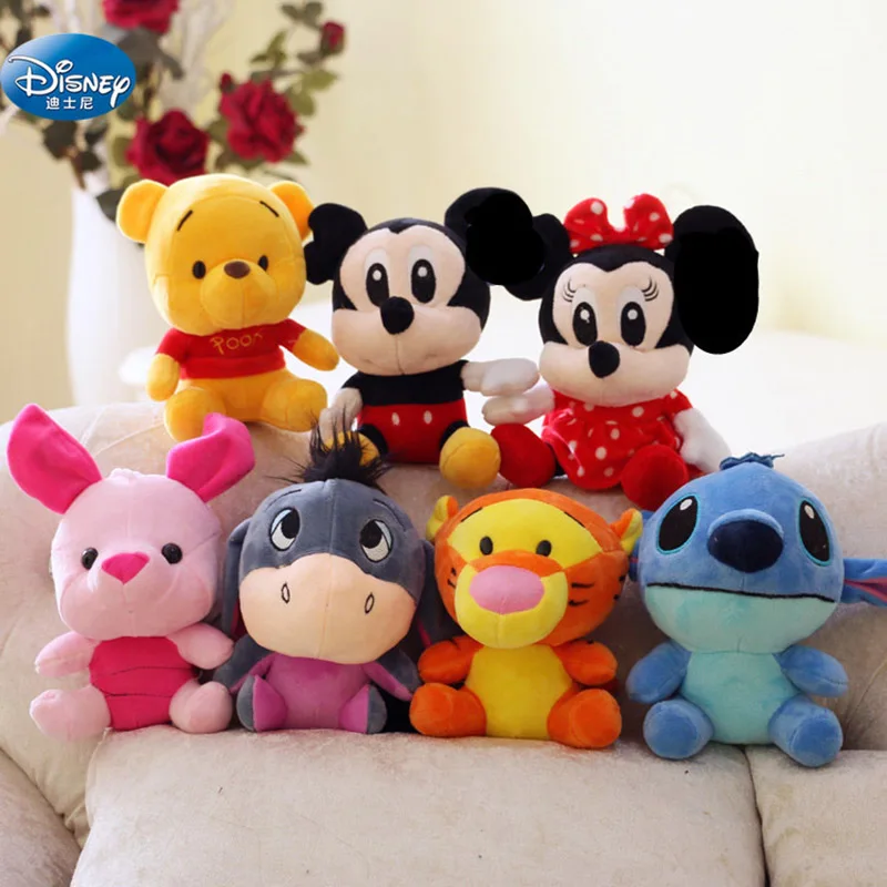 DISNEY 17 см Микки Маус Минни Винни Стич плюшевые игрушки милые Ститч Детские куклы