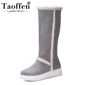 

TAOFFEN Size 34-43 Cold Winter Snow Boots Women Warm Fur Inside Thick Platform Shoes Women Knee High Feminina Warm Flat Botas