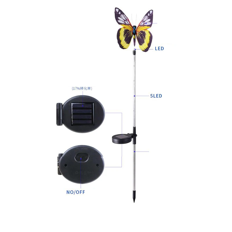 Solar Lamp Outdoor Waterproof  LED Solar Light Garden Light 7 Color Cycle Fiber Butterfly Lamps Yard Lawn Landscape Decoration (1)