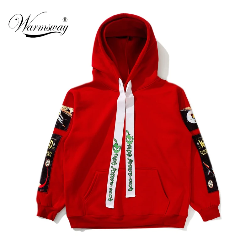 Woman Hoodie Spring Autumn Korean Style Ulzzang Harajuku Fleece Alien Double Hooded Sweatshirt Applique Oversize Pullover WH-009