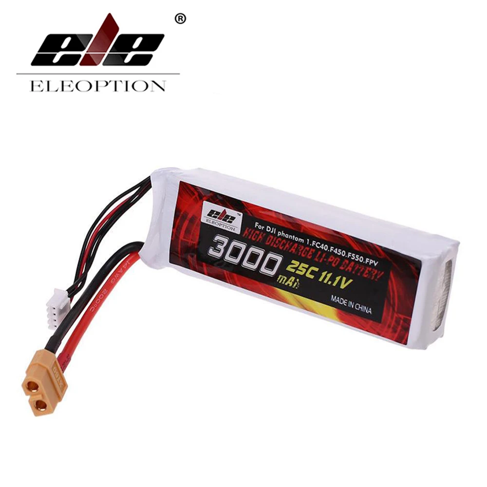 Plug para Dji Eleoption Lipo Li-po Bateria 25c Xt60 Phantom 1 Fc40 F45 F550 3000 Mah 11.1 v