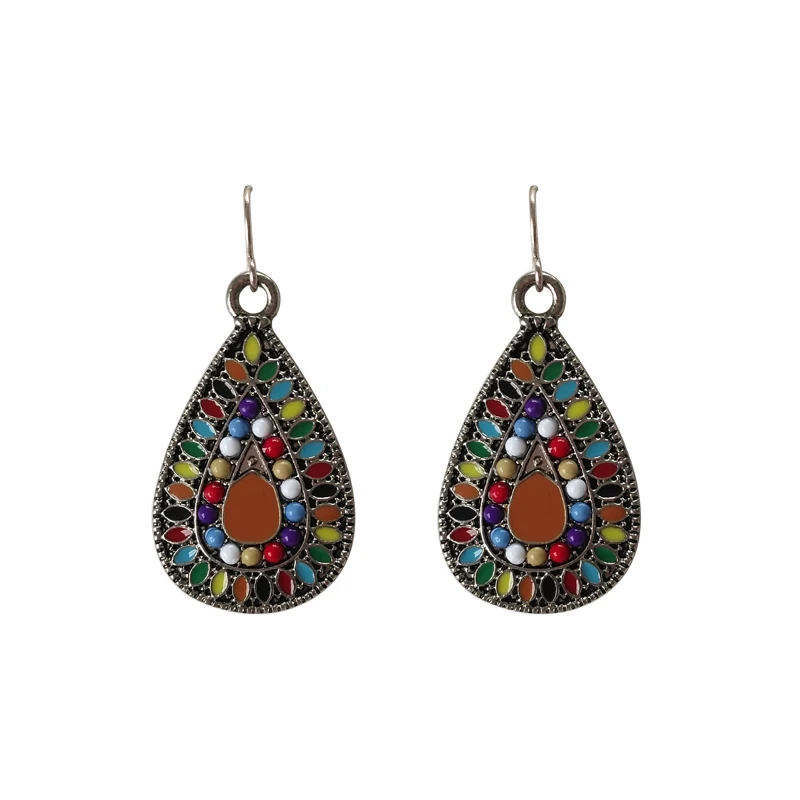 

Retro Bohemian geometric round and teardrop earrings for women