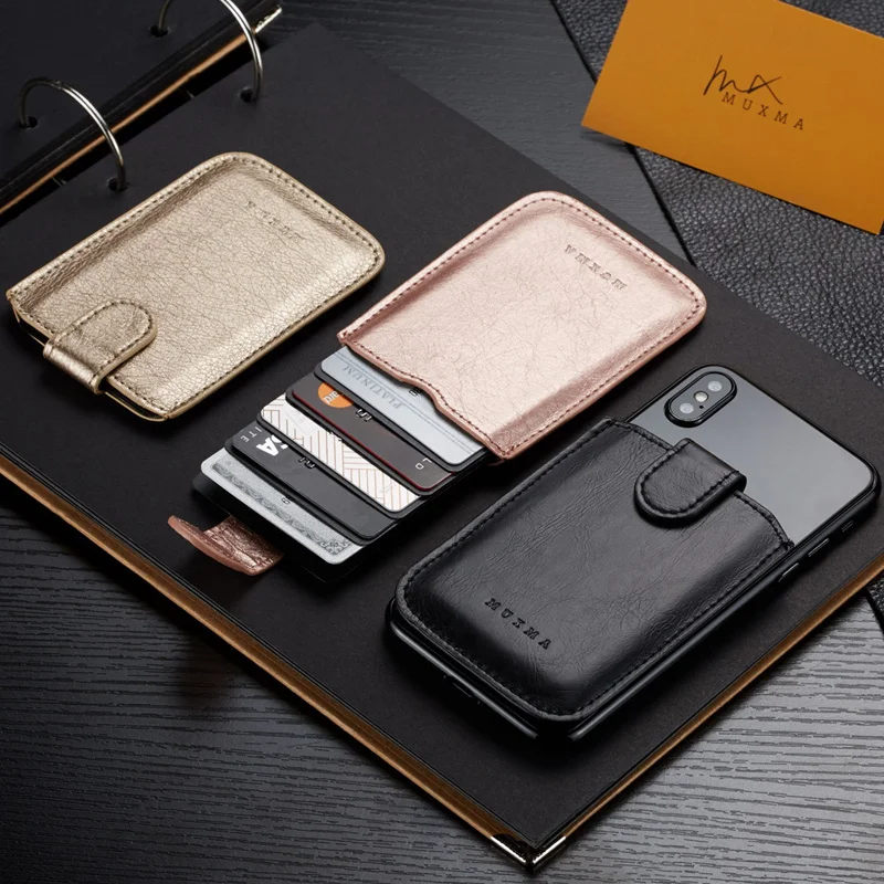 

Adhesive Cell Phone ID Credit 5 Card Holder Women Men Sticker Pocket Wallet Case Fashion PU Leather Fit Most Phone Bag Pouch
