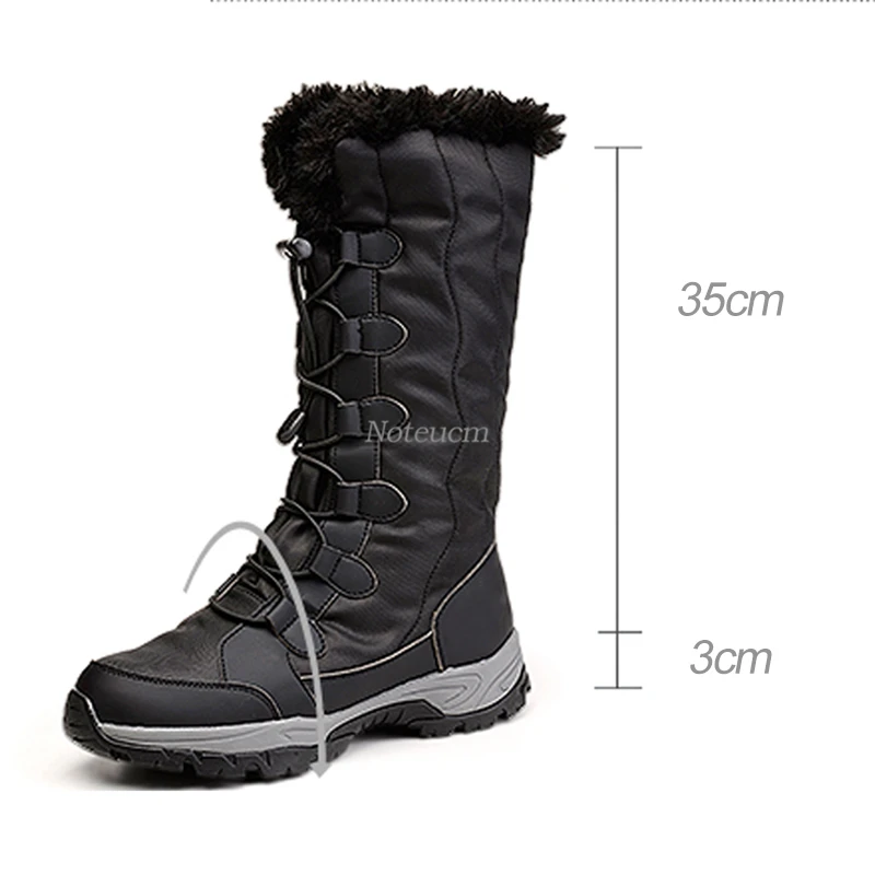 Femme/женская зимняя обувь; теплые зимние сапоги до середины икры на плоской платформе; цвет белый, черный; водонепроницаемый стеганый мех; женская обувь