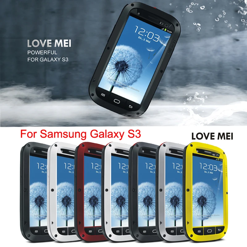 LOVE MEI Original Shockproof Dirtproof Waterproof Aluminum Metal Case For samsung galaxy s3 case Cover With