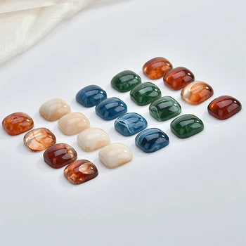 

Retro texture color system resin half-face square earrings hair accessories materials DIY hand-made accessories