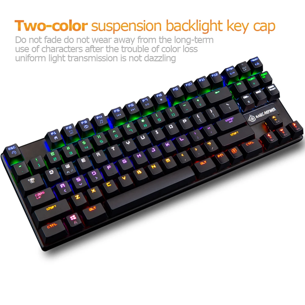 

Magic Refiner MK6 Mechanical Keyboard Wired 87 Keys RGB Backlight Square Keycap Gaming Keyboard For PC