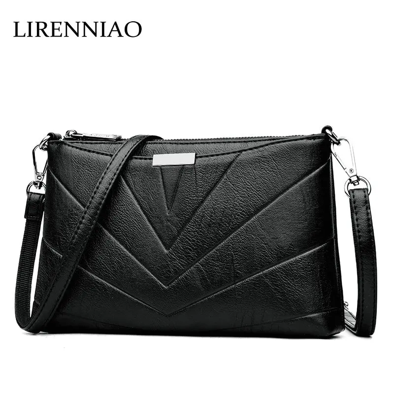 

LIRENNIAO Genuine Leather Satchels Women Messenger Bag Patchwork Cowhide Leather Shoulder Bag Women Crossbody Bag daily Clutch