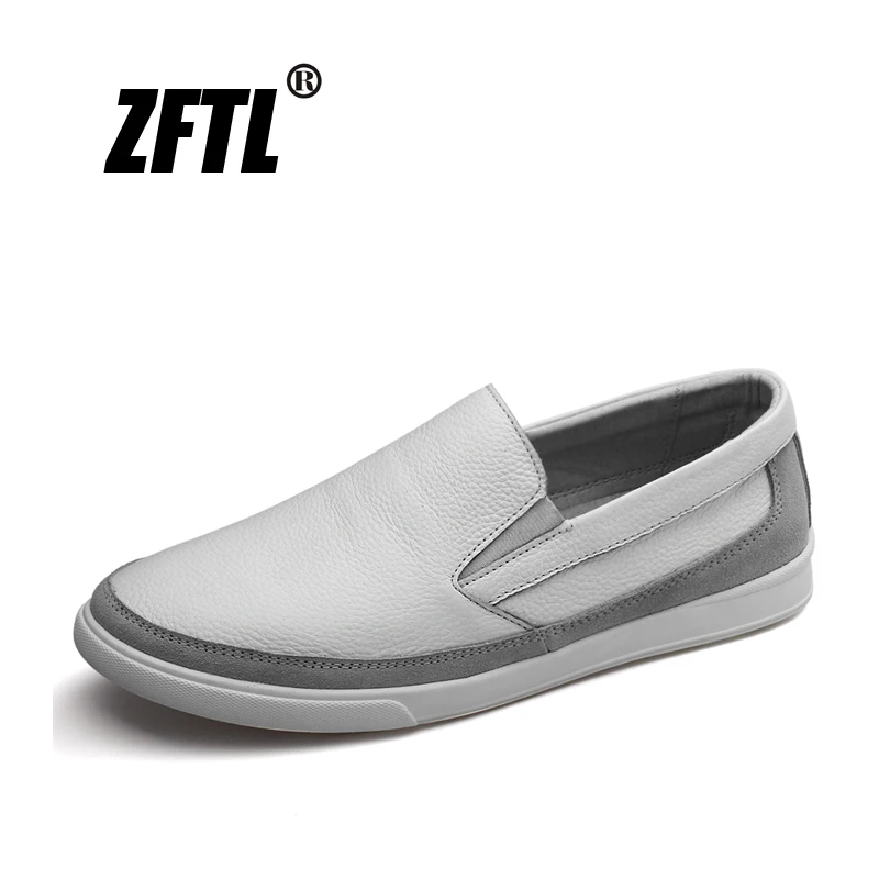 ZFTL New Men's Loafers genuine Leather Man Casual Slip-on Shoes Sports Leisure shoes White shoes Spring brand high-end male 028