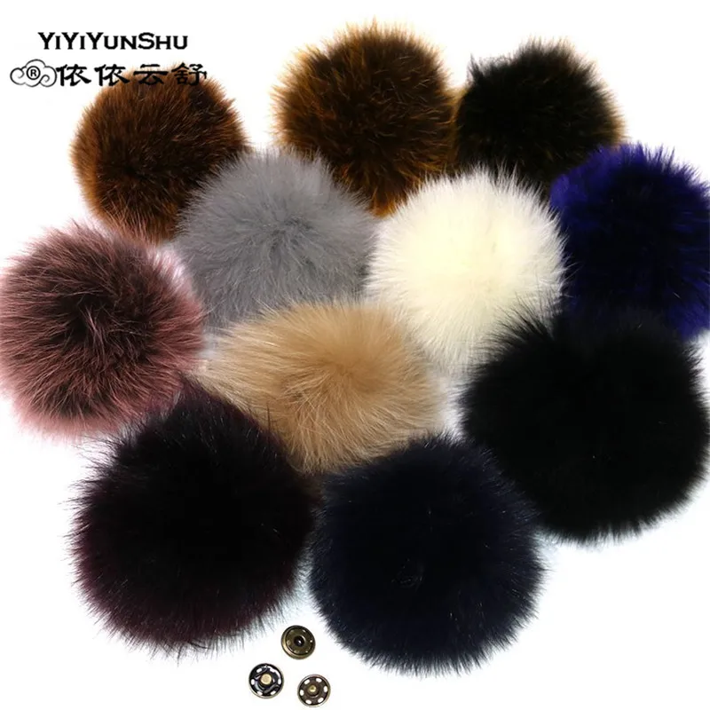

YIYIYUNSHU 14-16cm Whole skin Real Fox Fur Pompom fur Ball for Hats Caps Big Natural Genuine Fur Pompon Ball For Hats Bags