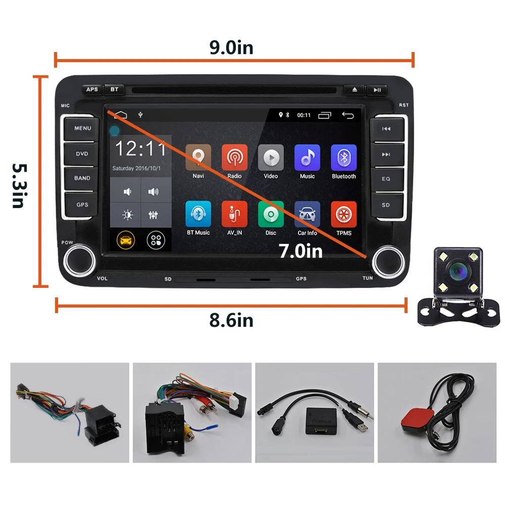 Best AMPrime Android Car DVD Player 2Din Car Radio Wifi GPS Navigation Audio Stereo Multimedia player For VW/Golf6/Golf5/Passat/Jetta 1