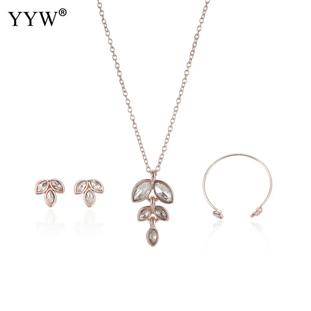 

YYW Hot Viennois Jewelry Set for Women Metallic Necklace Statement leaf Costume Simple Style Female Party Costume Jewelry Sets
