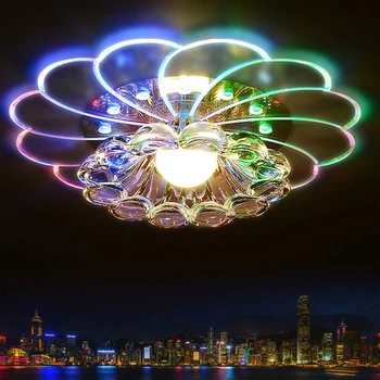 

SOLLED Luxurious Crystal Chandelier LED Ceiling Lamp Colorful Light 5W Flush Mount for Hallway Bedroom Kitchen Decor