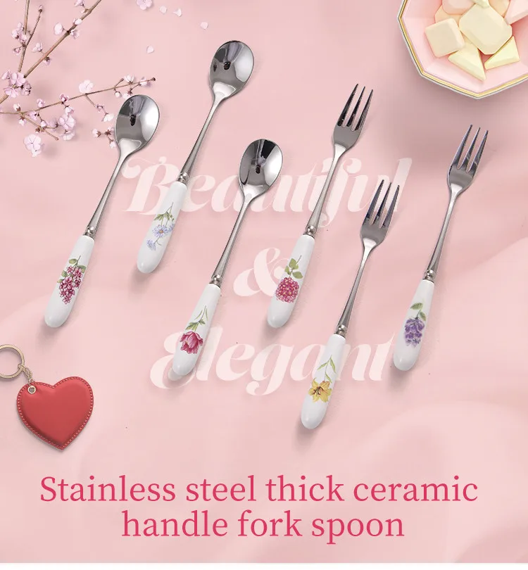 Cutlery Tableware Set with Gift Box Chinese Ceramic Fork Spoon Flatware Set Stainless Steel Dinnerware Christmas Gift15