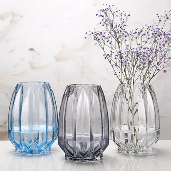 

Modern European Transparent Tabletop Glass Vase Hydroponic Container Terrarium Plant Flower Pot Vase Home Office Decor