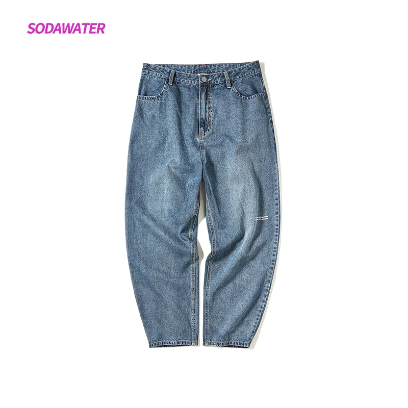 

SODAWATER Girl Straight Loose Jeans Woman 2019 AW Collection Japan Style Zipper Fly Print Denim Pants Hip Hop Retro Jeans 93342W