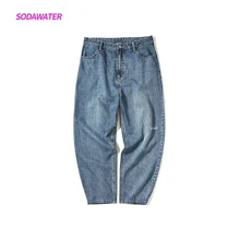 дешево! SODAWATER Девушка Прямые Свободные Джинсы Женщина 2019 AW Коллекция Япония Стиль Молния Fly Print
