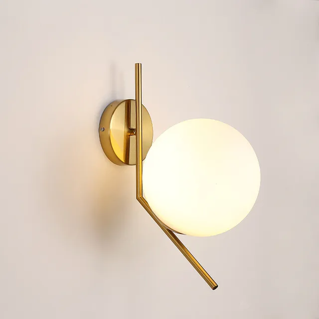 Nordic Post Modern Gl Ball Led Wall Lamp Iron Golden Mounted Nordic Post Modern Gl Ball Led Wall Lamp Iron Golden Mounted Light Sconce Home Fixtures For Living Room Bedroom Corridor
