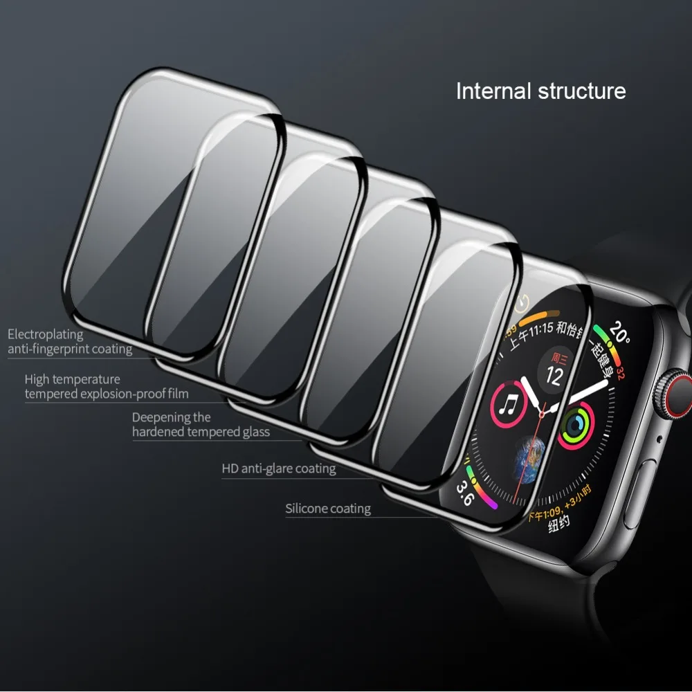 NILLKIN 3D AW+ Полное покрытие закаленное стекло пленка для Apple Watch 4 40 мм 44 мм Защитная стеклянная пленка для часов 1 2 3 38 мм 42 мм