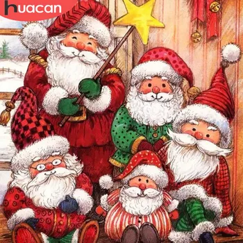

HUACAN Diamond Embroidery Full Set Christmas 5D Diamond Painting Santa Claus Diamond Mosaic Cartoon Picture Rhinestones Art