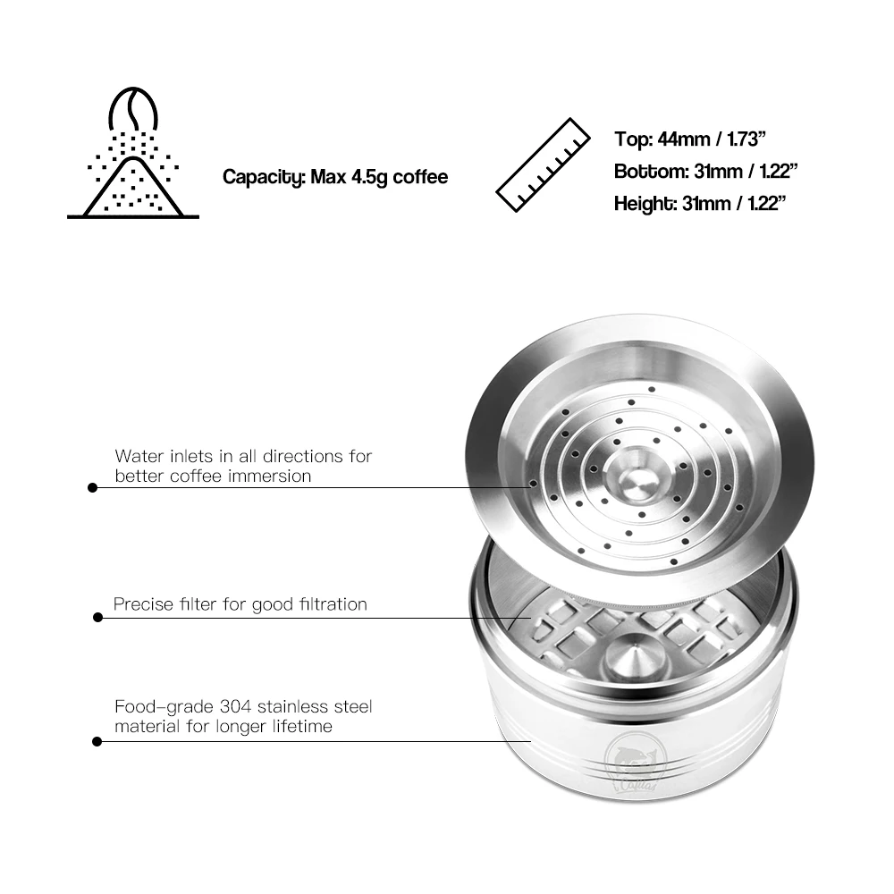 ICafilas нержавеющая сталь многоразовые кофейные капсулы фильтр для Caffitaly& Tchibo caffissimo Классическая машина