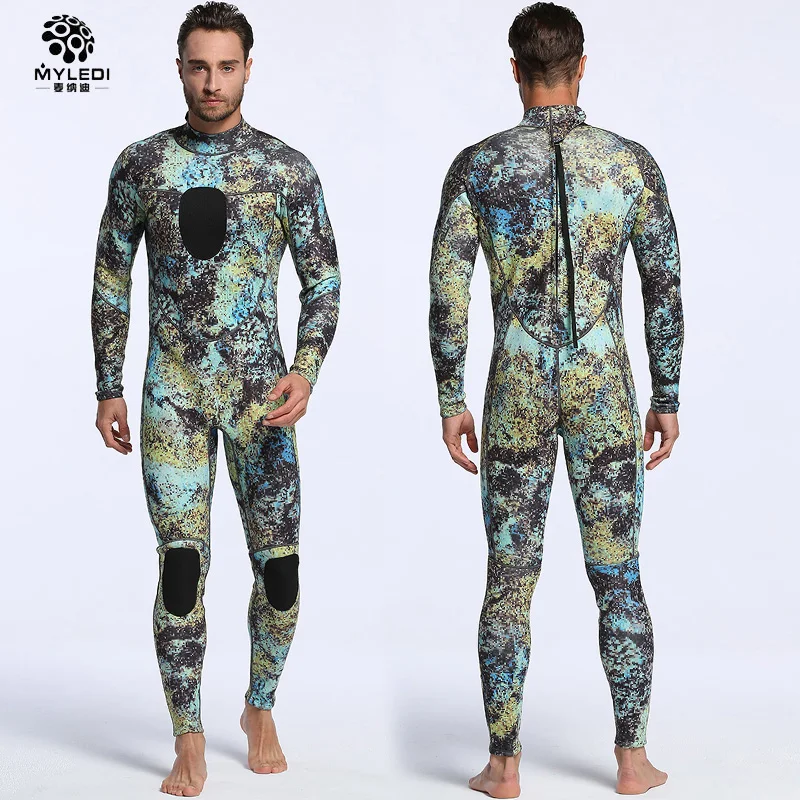 MYLEDI two color Camouflage Spearfishing Wetsuit 3MM Neoprene SCR