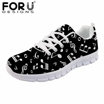 

FORUDESIGNS Musical Note 3D Print Men Casual Flats Shoes Fashion Brand Designer Men's Flat Comfortable Sneakers Mesh Shoes Man