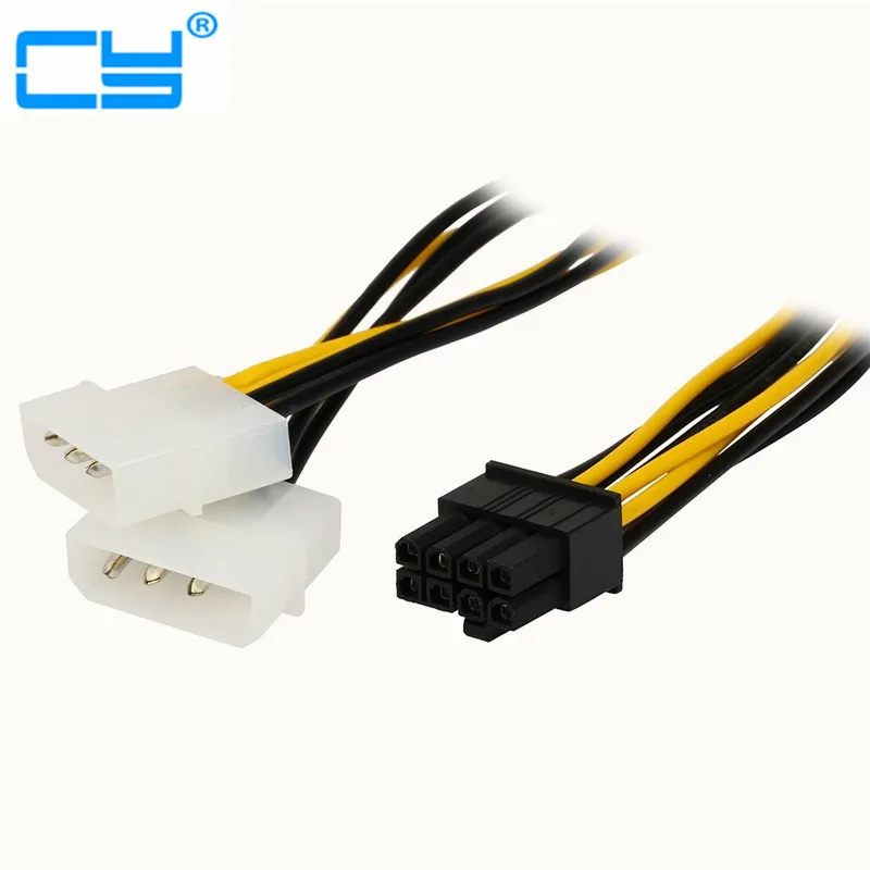 6 inch 2 x Molex 4 pin to 8 Pin PCI Express Video Card Pci e ATX PSU