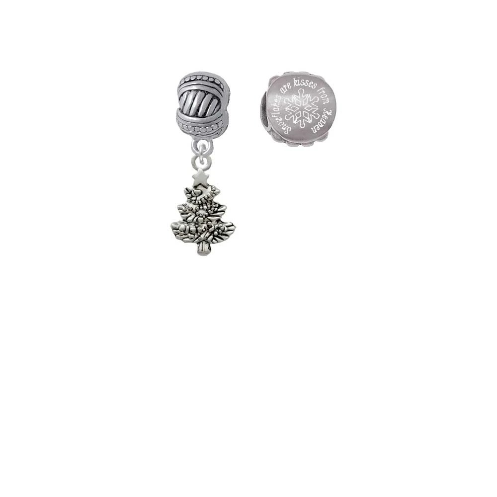 Antiqued Christmas Tree Snowflakes are Kisses from Heaven Charm Beads (Set of 2)