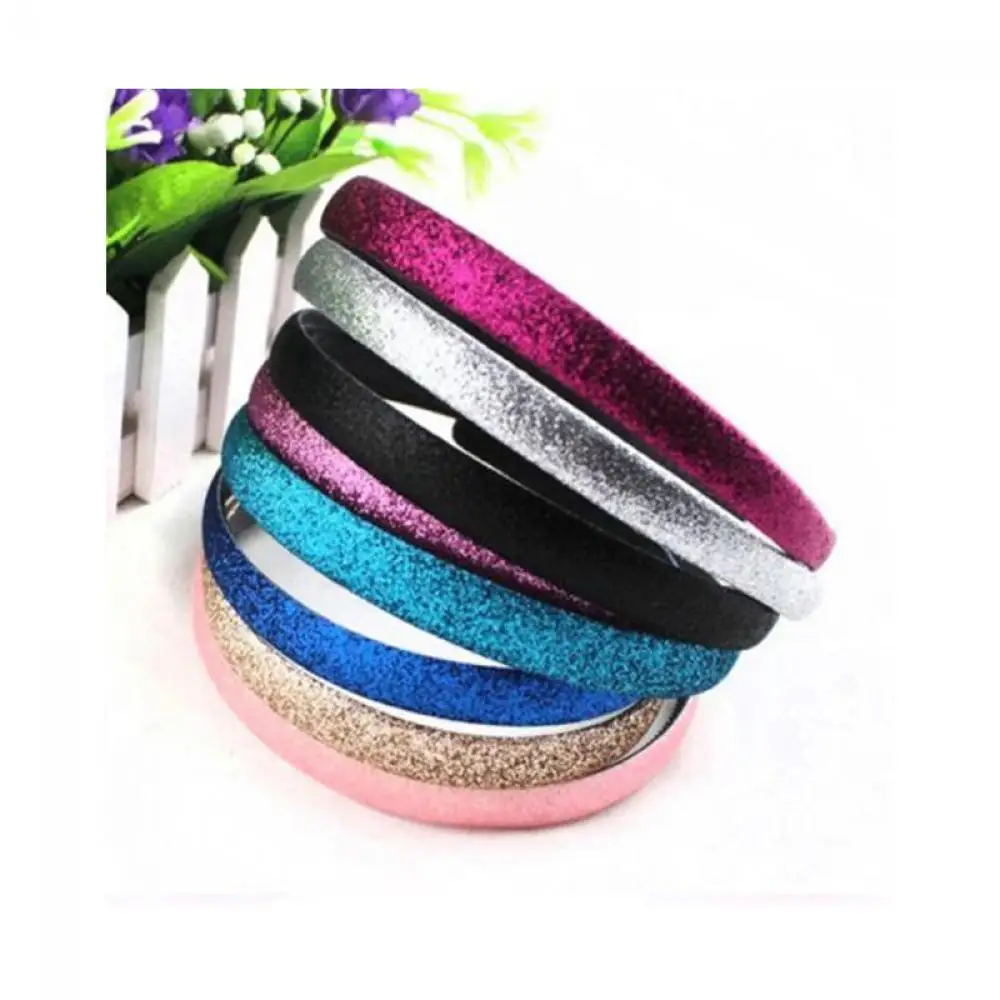4PCs/Pack Fashion Glitter Women Girls Hair Clasp Headband Satin Plastic Non slip Glitter Hair