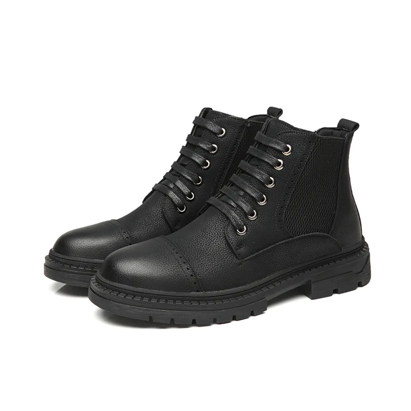 Мужские ботинки ручной работы; кожаные зимние ботильоны; модные кожаные ботинки в британском ретро-стиле; обувь с перфорацией типа «броги» наивысшего качества; оксфорды для мужчин - Цвет: Black