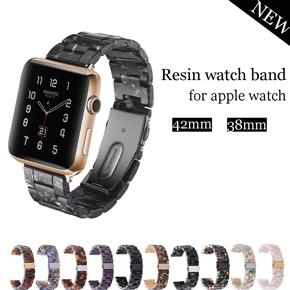 

Resin strap for apple watch band 42mm 38mm iwatch 4/3 band 44mm 40mm bracelet watch correa stainless steel buckle watchband belt