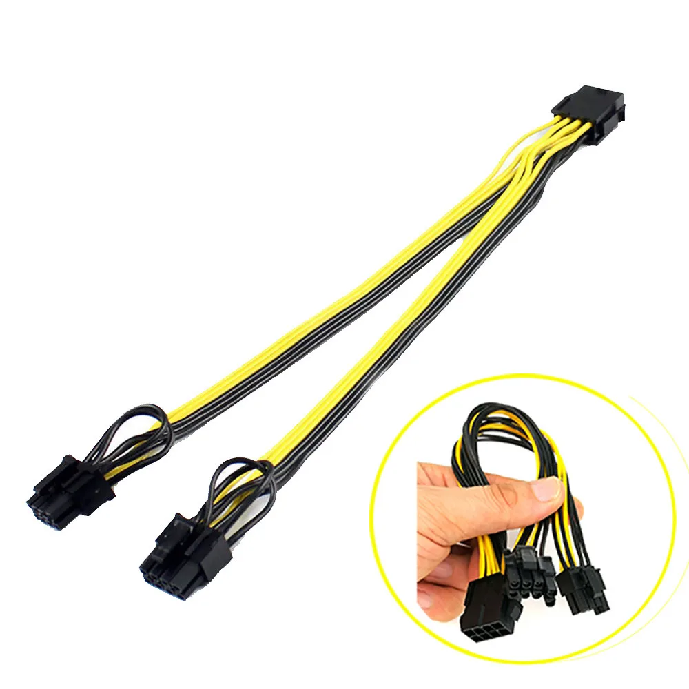 Mosunx 25cm PCI-e 8pin To Dual 8Pin / PCIe 8pin-2x(6+2pin) Graphics Video Card Power Cable Dropshipping
