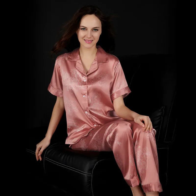 Women Pajamas 2017 Pyjamas for Women Faux Silk Satin Sleep Lounge Pijam