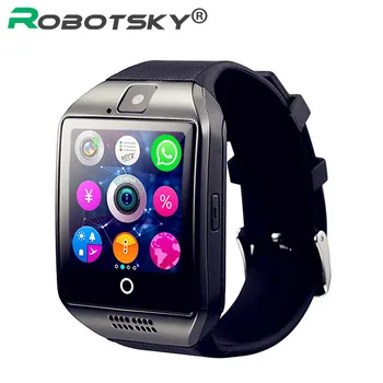 

Bluetooth Smart Watch Men Q18 With Touch Screen Big Battery Support TF Sim Card Camera for Android Phone Passometer Smartwatch