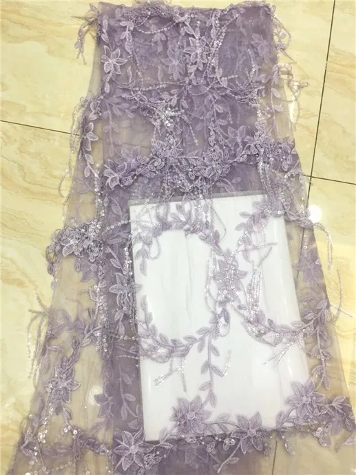 

Purple Sequins Lace Fabric 2019 High Quality African Evening Dress Fabrics New Nigeria Sequined Embroidered Mesh Net Lace Fabric