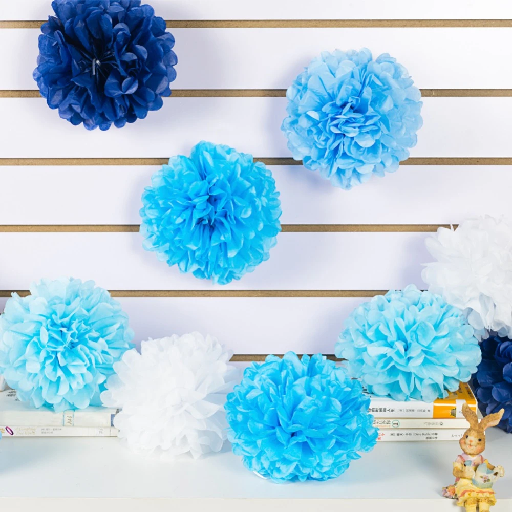 Blue Shades 20cm Tissue Flowers Set Handmade Table Centerpiece or Hanging Decor for Wedding Birthday Showers Nursery|Party DIY Decorations| - AliExpress